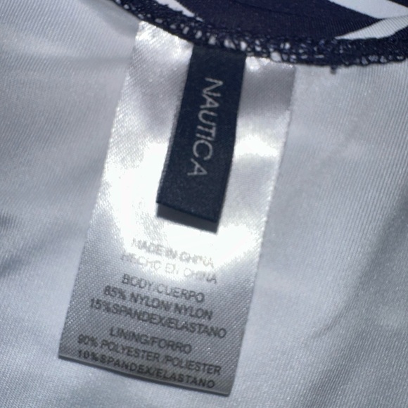Nautica Women's Cross Back One Piece Swimsuit Navy & White Stripe X-Large NWOT - Picture 11 of 13
